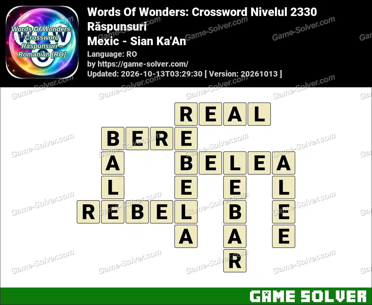 Words Of Wonders: Crossword Nivelul 2330 Răspunsuri – Mexic – Sian Ka’An